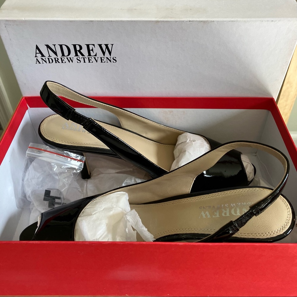 Andrew Stevens black patent leather Francesca heels, women’s size 7.5, worn once - Picture 14 of 14